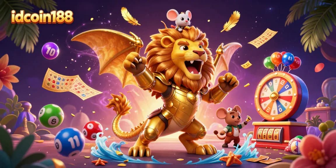Join the excitement at idcoin188 with captivating game elements in a dynamic casino scene.