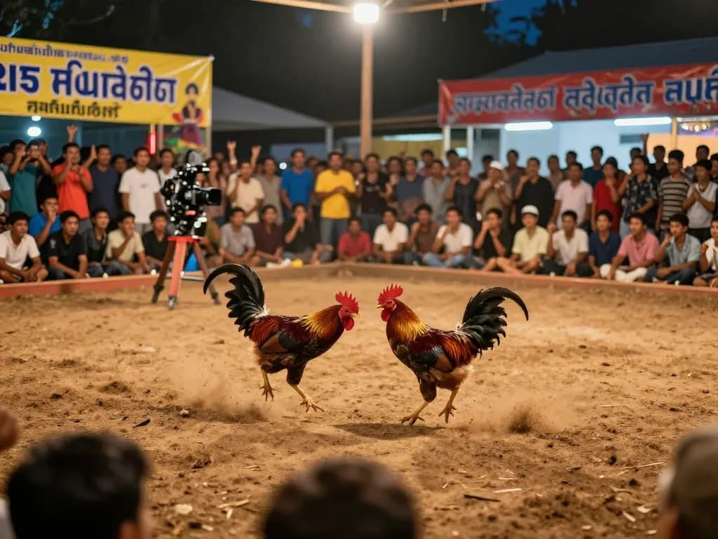 Experience the excitement of đá gà trực tiếp c4 in a vibrant live fighting arena, with intense action and engaged spectators.