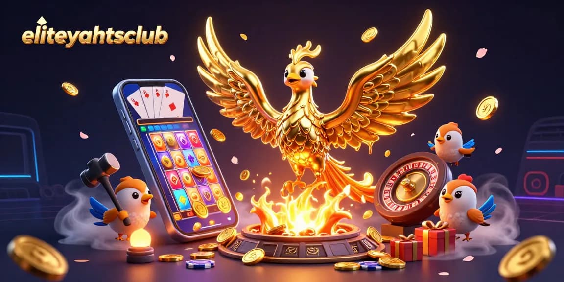 Engage with eliteyachtsclub through a dynamic casino scene featuring molten phoenix and thrilling game elements.