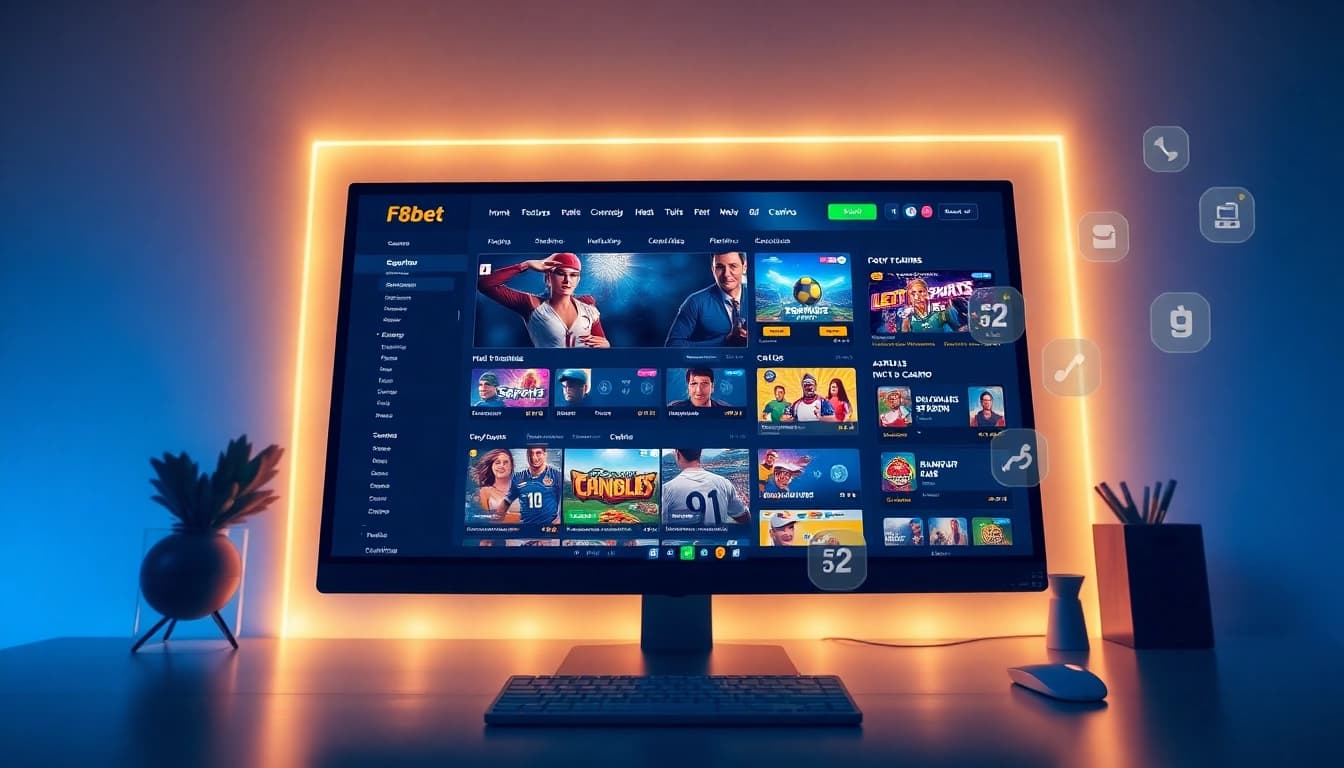 F8bet online betting platform interface showcasing diverse games and promotions