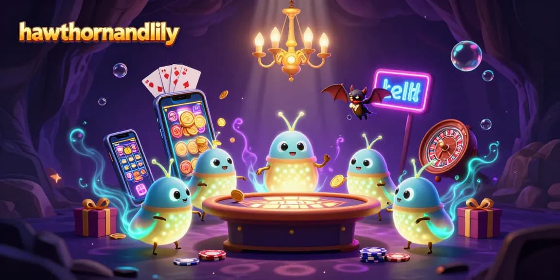 Experience thrilling gameplay at hawthornandlily with bioluminescent glowworm lighting in a vibrant casino.