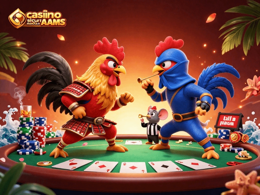 Giocare a casino sicuri non AAMS in un ambiente ricco di azione tra galli combattenti e tavoli da poker.