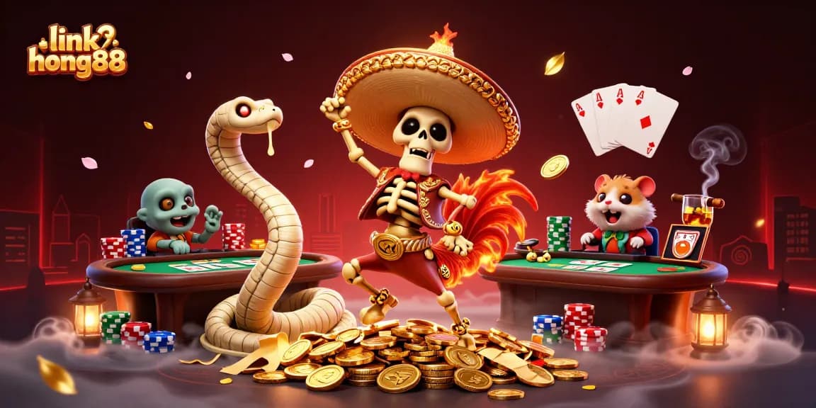 Join the excitement of link hong88 while enjoying poker, gold coins, and vibrant casino characters!