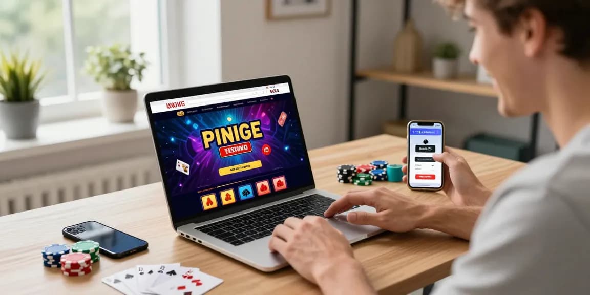 Engaged British player exploring non UKGC casinos on a laptop with cards and chips.