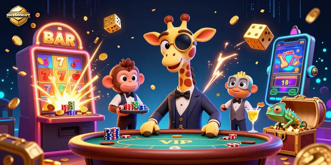 Experience thrilling jackpots with rocstoneart in a vibrant 3D casino scene filled with excitement.
