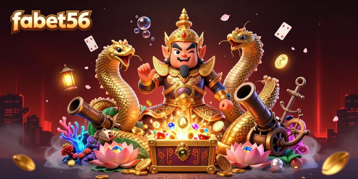 Experience the thrilling energy of fabet56 with vibrant casino elements in this dynamic 3D scene.