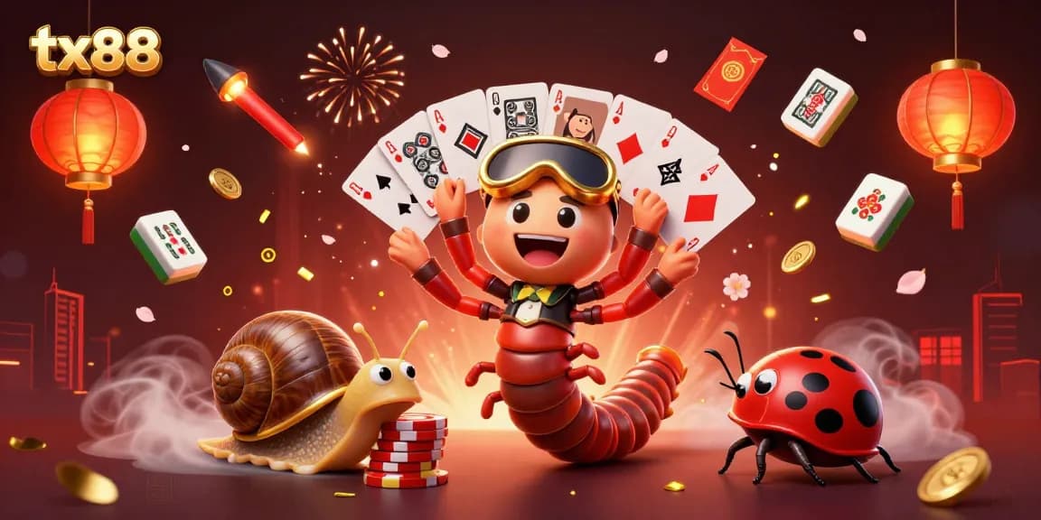 Engage with tx88 through an exciting 3D casino scene featuring colorful characters and vibrant gambling elements.