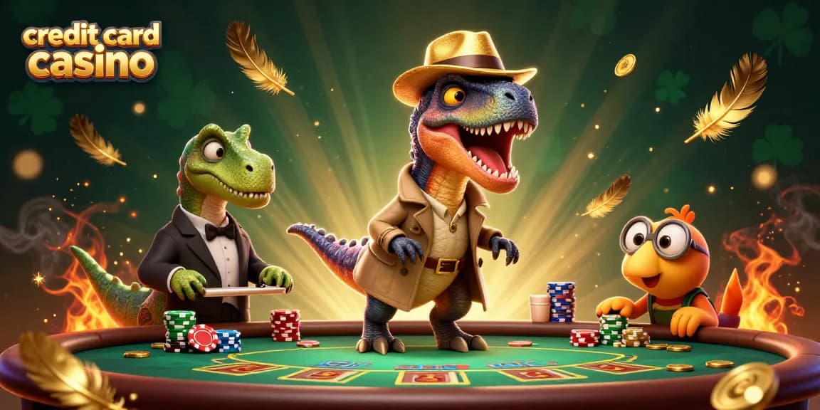 Experience the thrill at a credit card casino with a velociraptor counter and a stegosaurus pit boss.