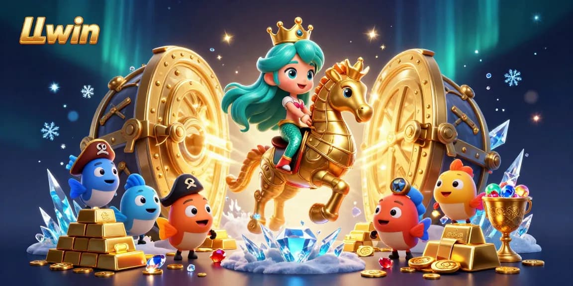 LLwin showcases an enchanting underwater casino scene featuring a mermaid princess, seahorse, and treasure elements.