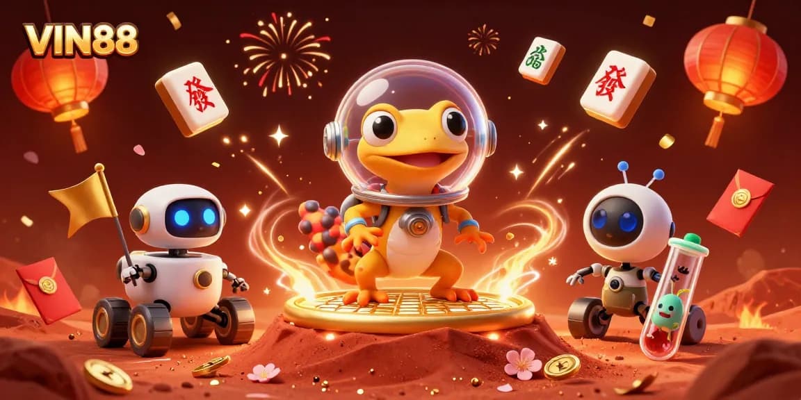 Experience the excitement of VIN88 as the Martian gecko discovers a golden casino on Mars.