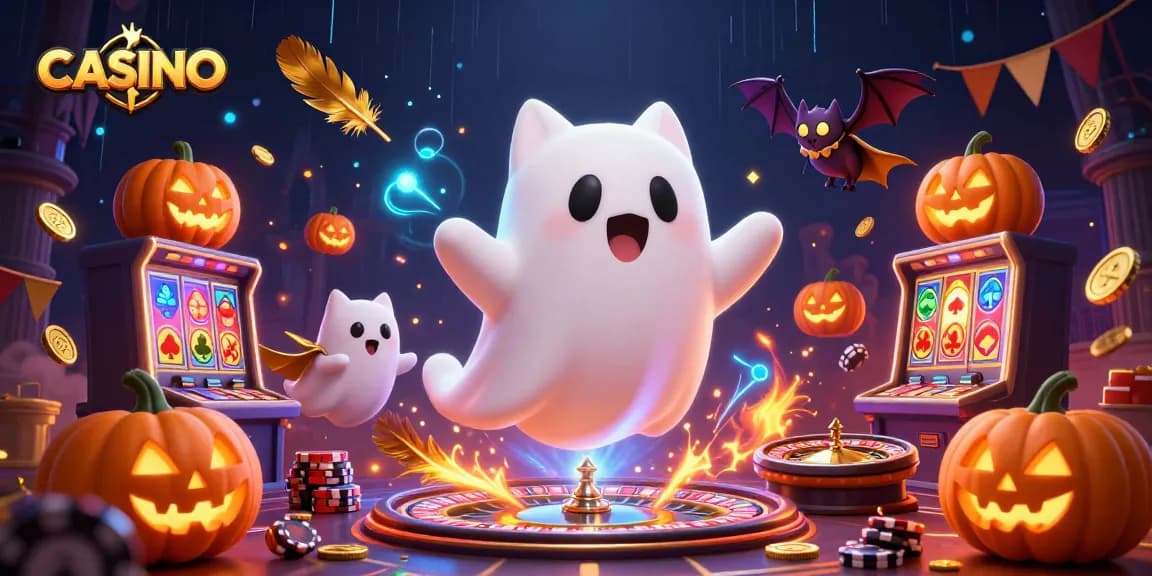 Engage with the casino spirits including ghost cat and vampire bat in a haunted casino