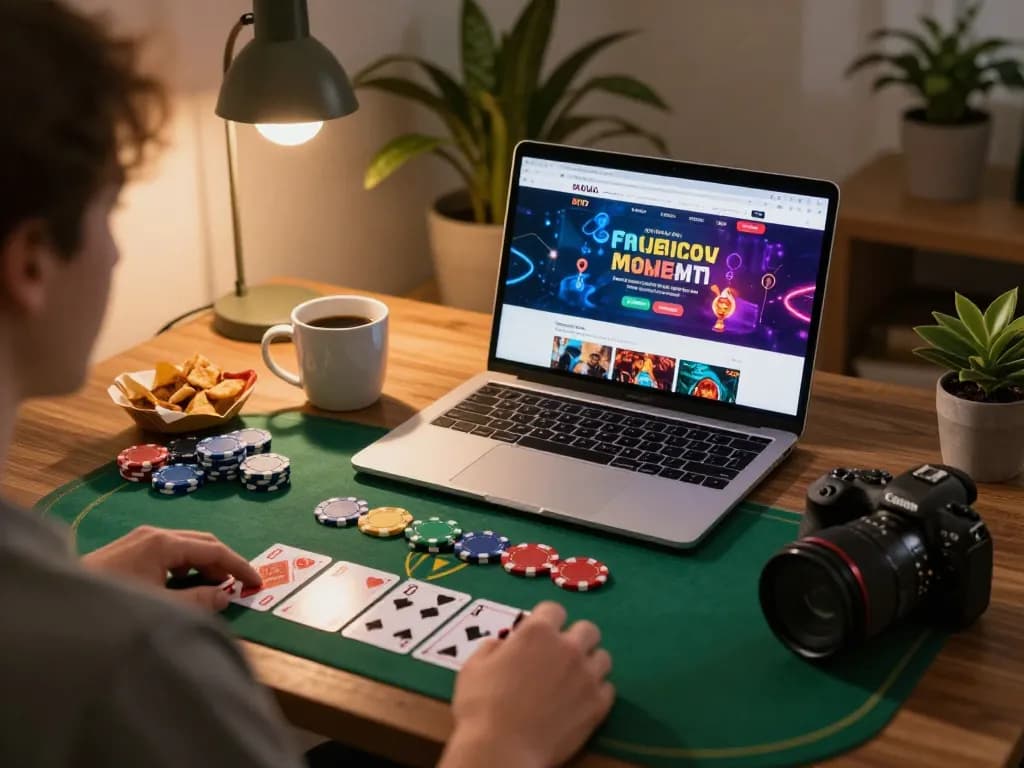 Engaging online gaming scene showing a player using lienminhkjc interface for poker and casino games