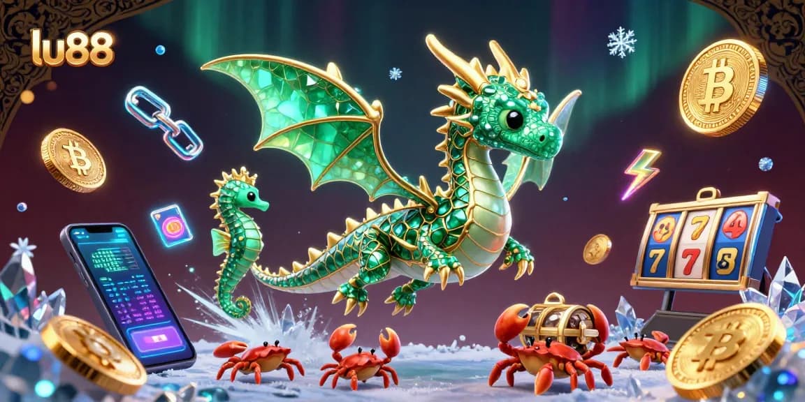 Experience epic winnings with lu88, featuring a vibrant sea dragon in a treasure-laden scene.