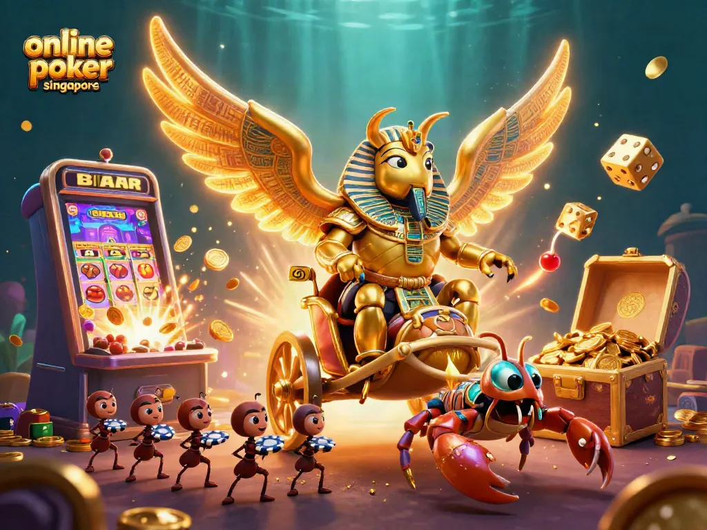 Engage in online poker Singapore with vibrant 3D characters, rich casino elements, and dynamic action.