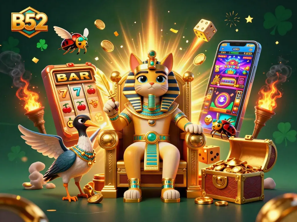 Join the B52 gaming adventure with vibrant treasure-filled slots and enchanting characters.