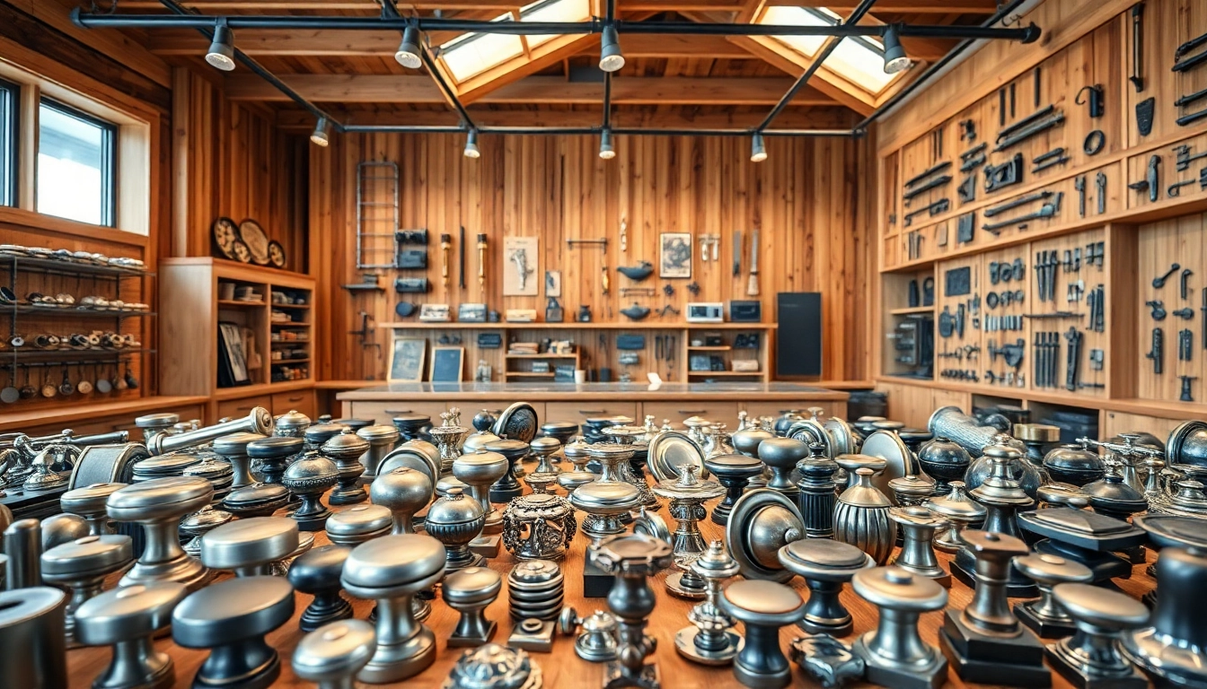 Showcase of diverse offerings by a furniture hardware supplier with various components displayed prominently.