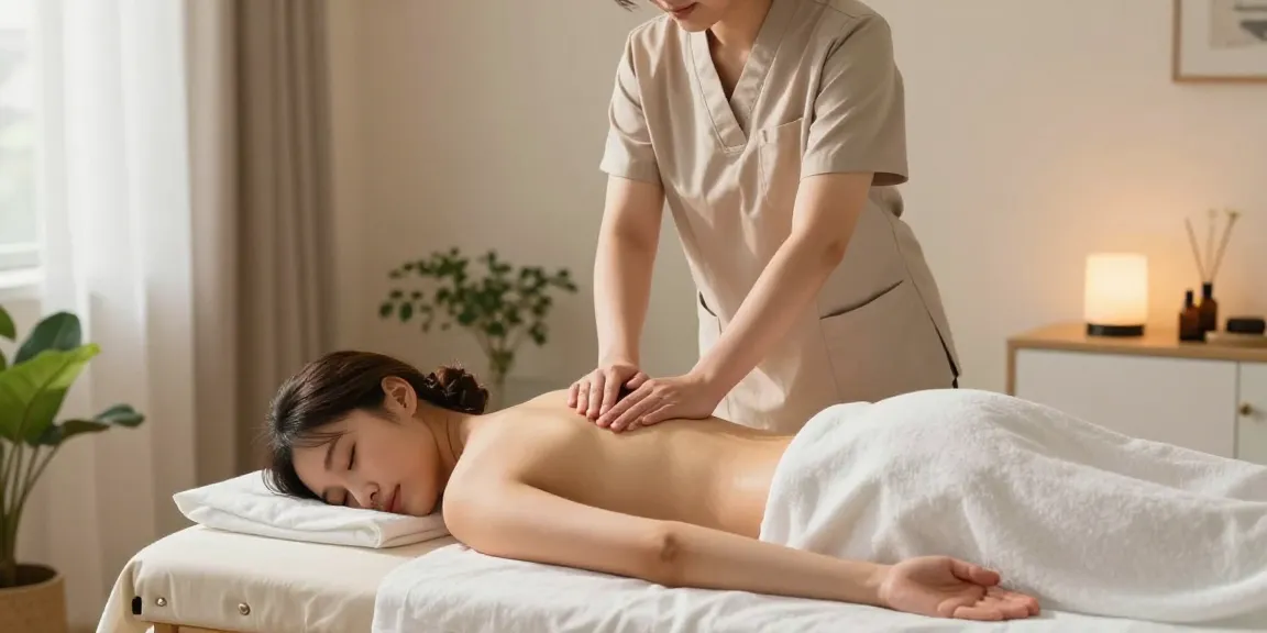 Relaxing 운서출장안마 scene with a professional therapist providing a massage in a serene atmosphere.