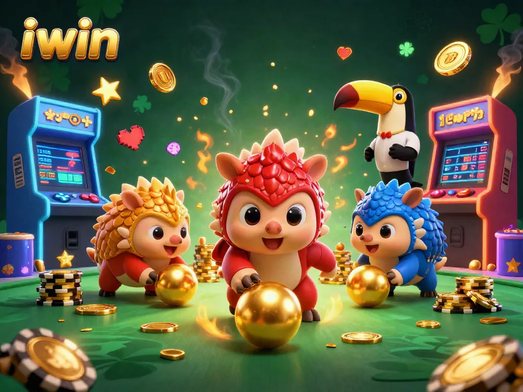 Engage with the vibrant iwin casino scene featuring rival pangolins rolling poker chips.
