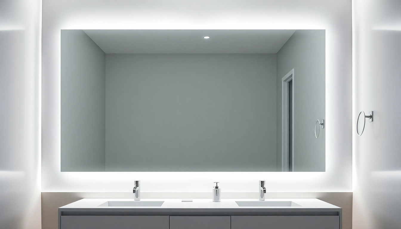 Admire the sophisticated elegance of an elegant led mirror enhancing a modern bathroom.