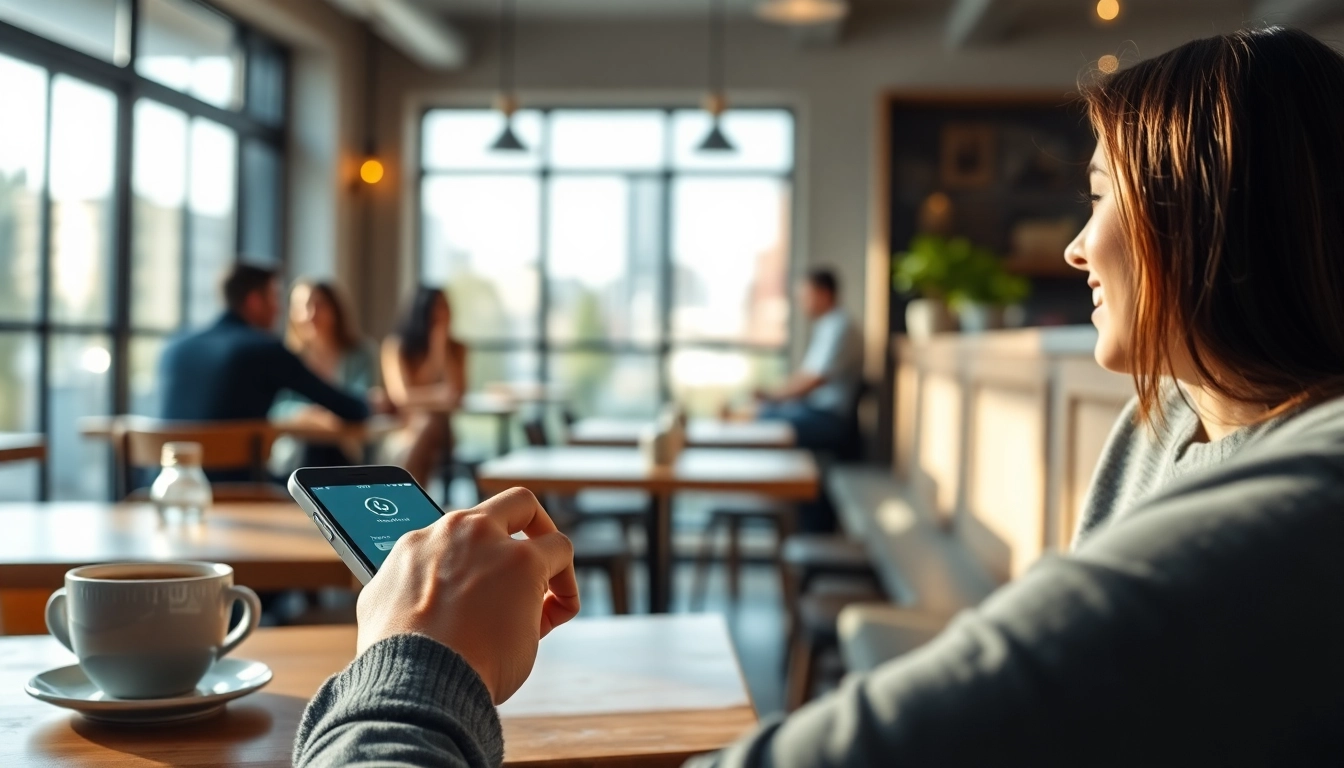 Potato secure messaging app in use at a cozy café.