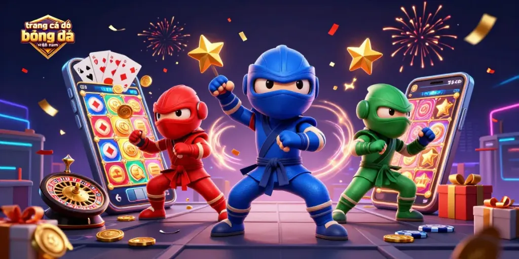 Khám phá trang cá độ bóng đá việt nam với hình ảnh 3D sống động về các ninja và trò chơi.