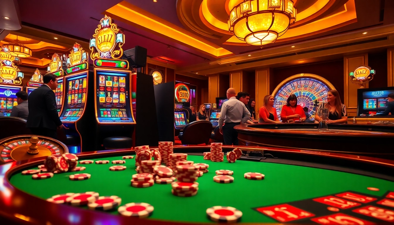 Experience the excitement of slot777 gaming with vibrant slot machines and engaging players.
