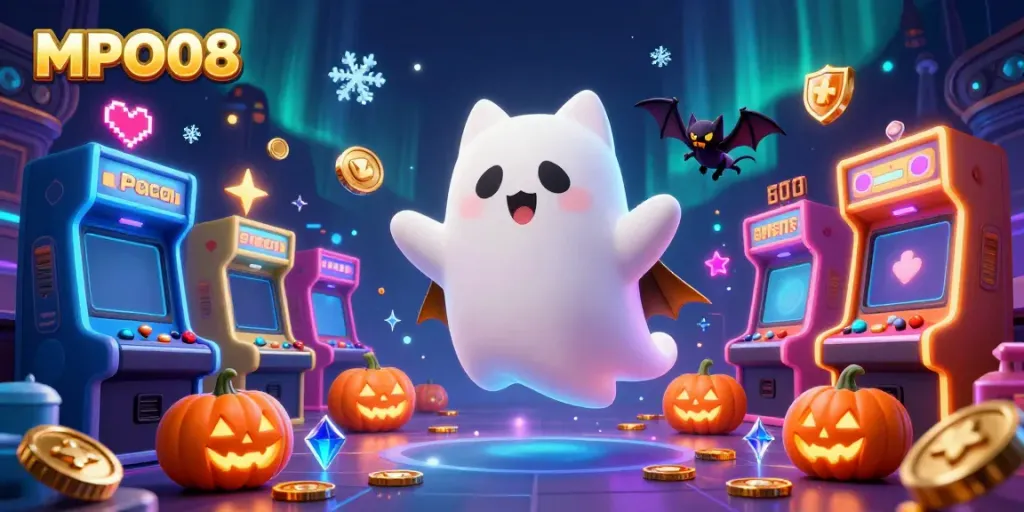 Engage in thrilling casino adventures with MPO08's unique gaming elements and ethereal characters.