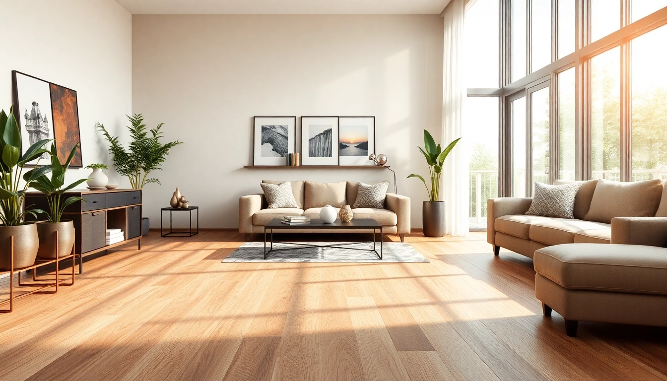 Showcasing stunning flooring near me in a sophisticated living space with natural light.