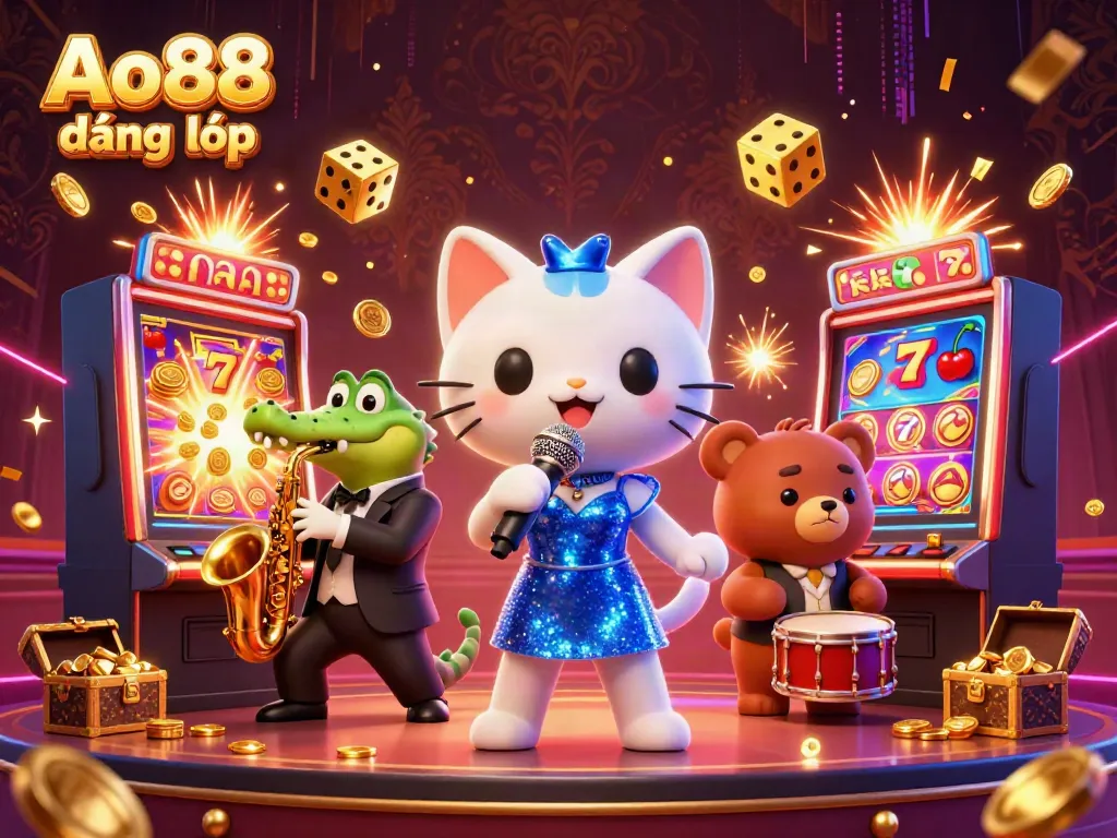 Experience Ao88 đăng nhập with a vibrant casino scene featuring animated characters and exciting gaming elements.