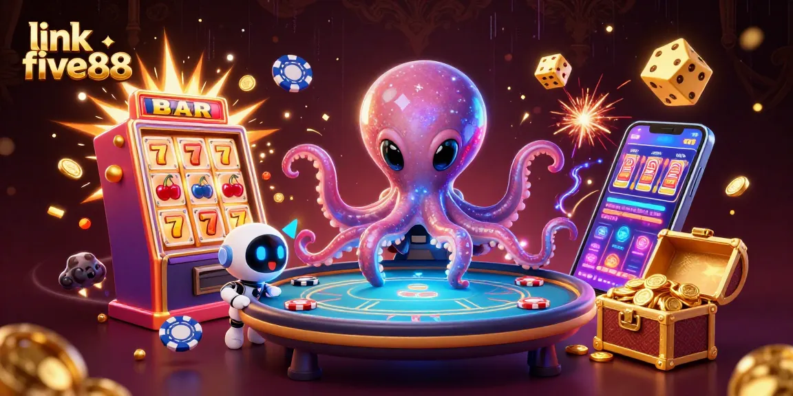 Play thrilling games with link five88 at a vibrant alien casino showing poker action and colorful elements.