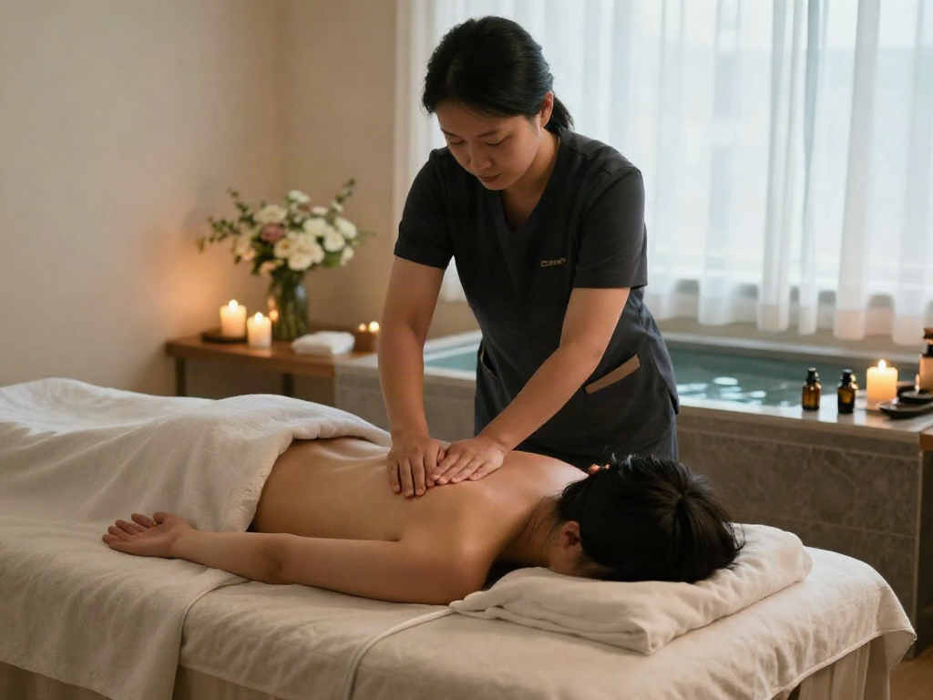 Experience 오산출장안마 in a tranquil wellness center with soothing ambiance and aromatic oils.