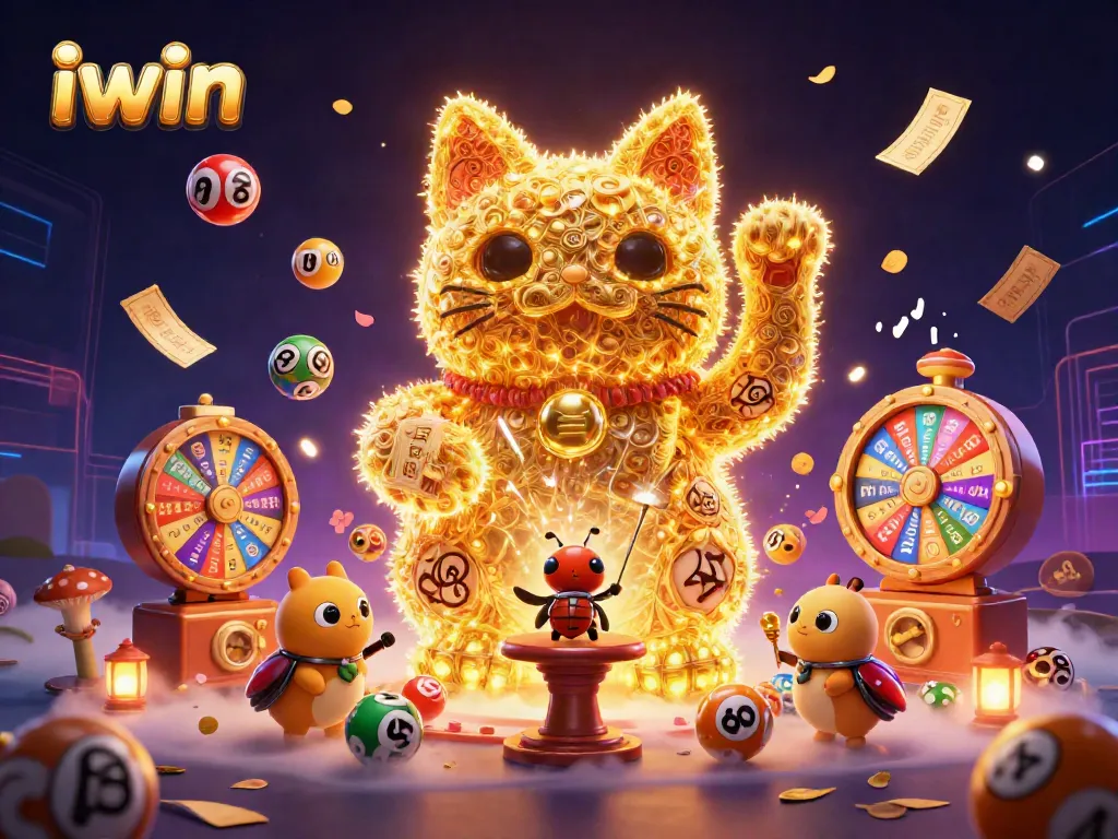 Engage with vivid iwin casino experience featuring dynamic lottery elements and a playful lucky cat.