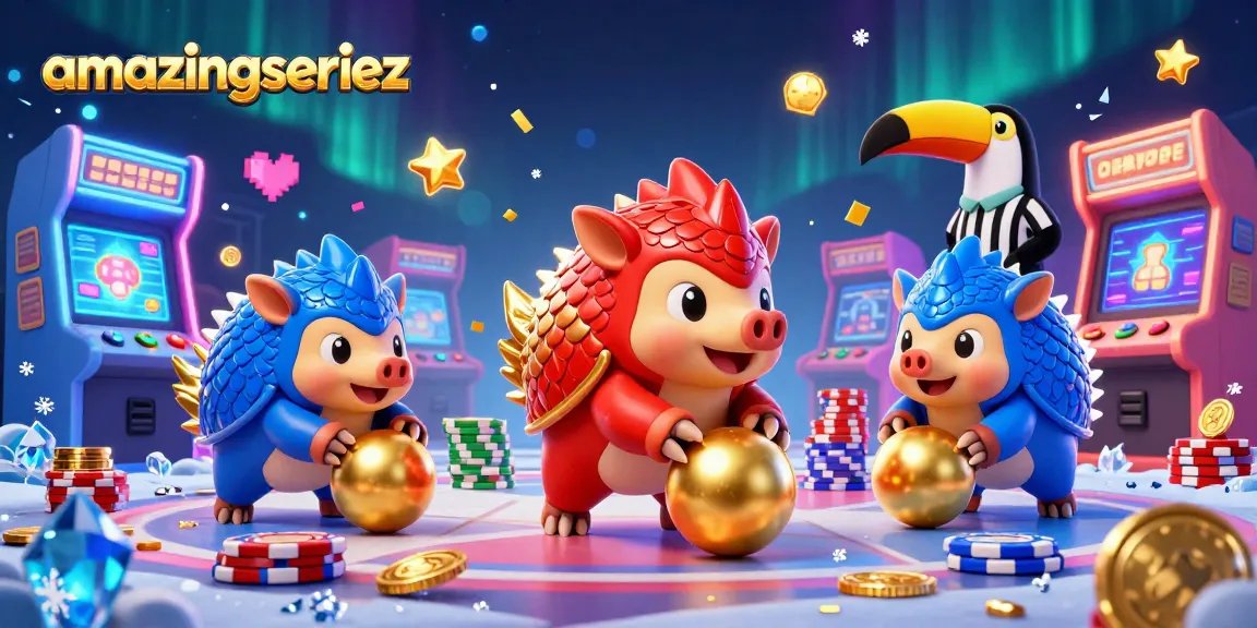 Experience the thrill of gaming at amazingseriez with animated pangolins and vibrant casino elements.