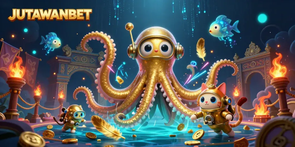 Experience thrilling gameplay with JUTAWANBET in this immersive 3D casino scene.