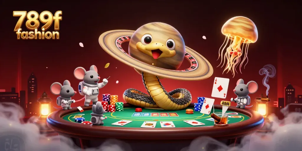 Engage with the vibrant 789f fashion scene, showcasing a cosmic casino experience filled with bets and interstellar excitement.