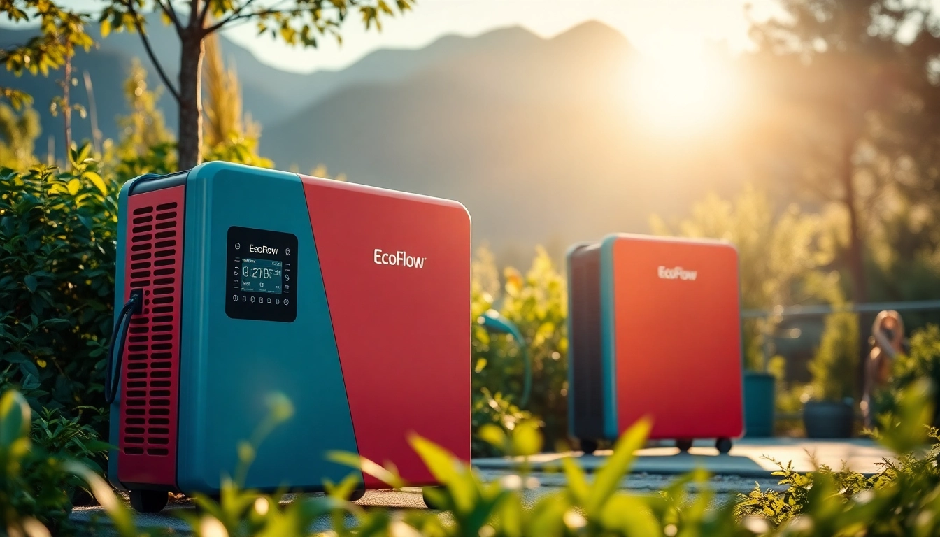 EcoFlow power station displayed prominently in a scenic outdoor setting, emphasizing sustainability.