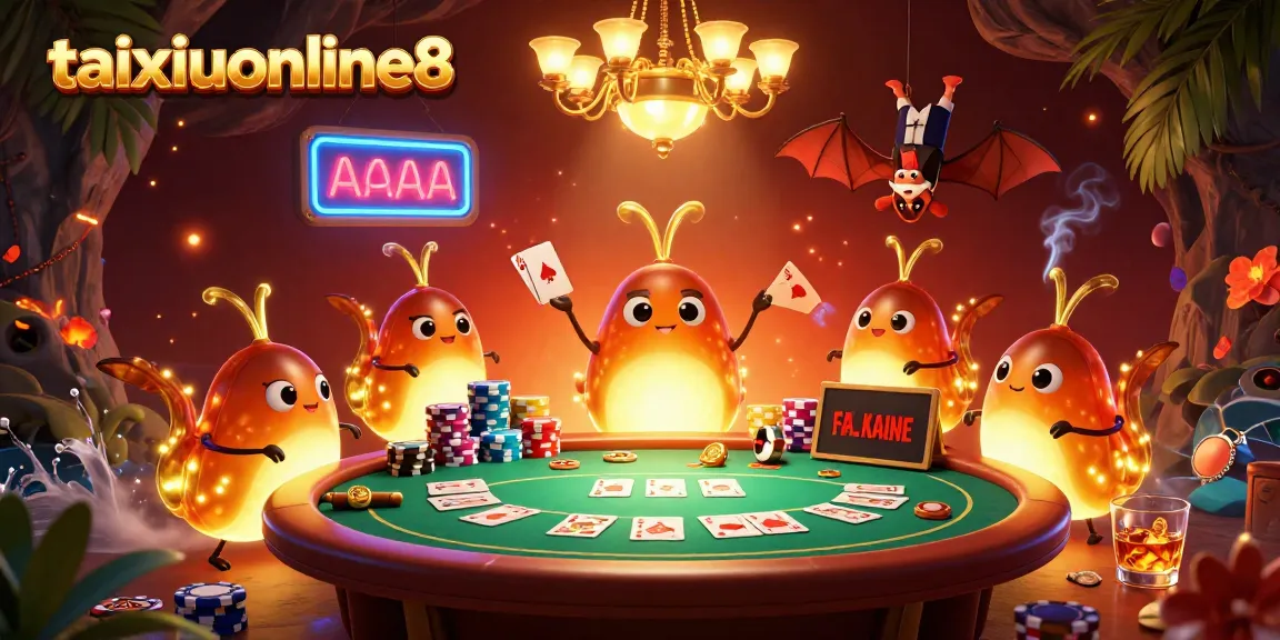 Engage in exciting plays at taixiuonline8 with a vibrant casino scene featuring glowworms and a bat dealer.