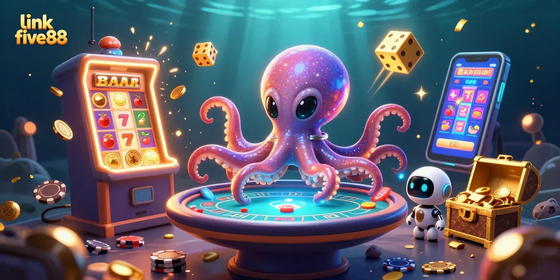Engage with exciting games at link five88, featuring alien octopus and vibrant jackpot visuals.