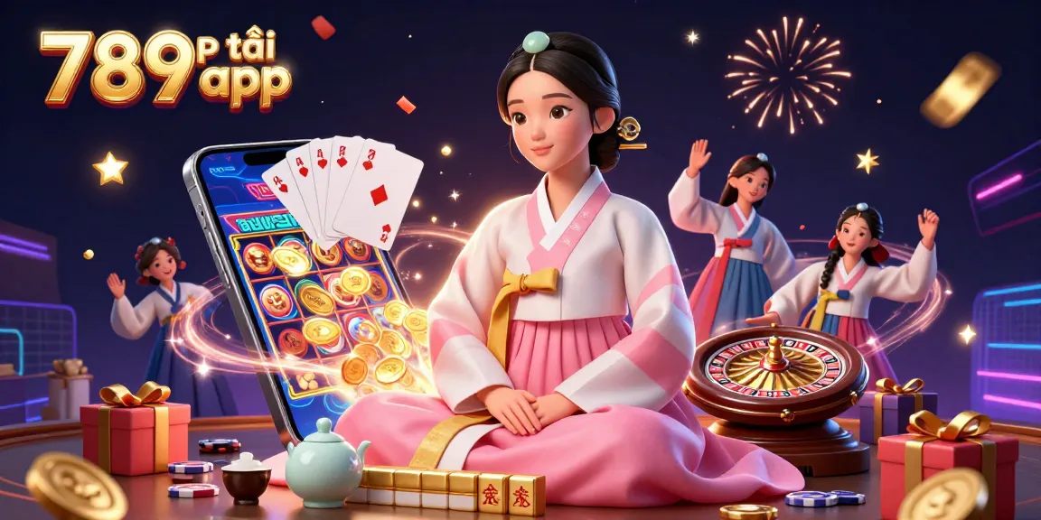 Experience the thrill of 789P tải app with stunning visuals of casino games and celebratory elements.