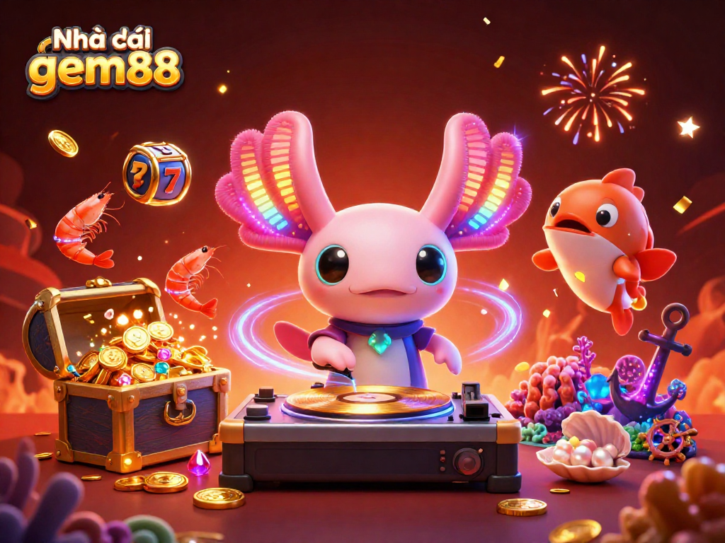 Experience the thrill at Nhà cái gem88 with a vibrant underwater casino scene featuring animated characters and dazzling game elements.