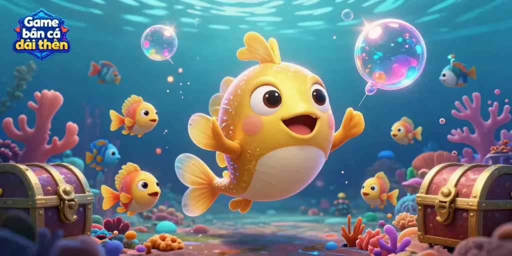 Catch big wins in the colorful underwater world of Game bắn cá đổi thưởng featuring festive sea creatures and vibrant game elements.
