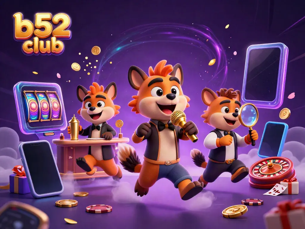 Experience the excitement of b52 club with lively hyena characters at a vibrant casino scene.