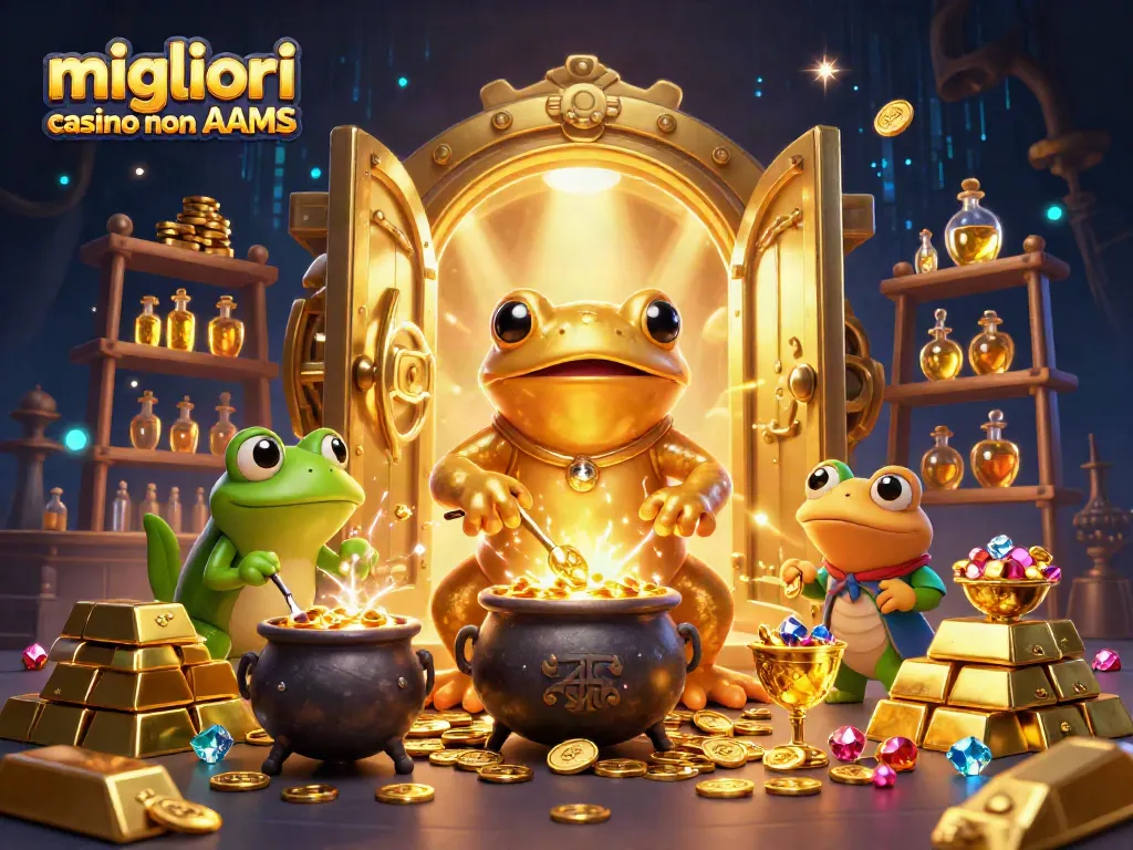 Scopri i migliori casino non AAMS con un'illustrazione 3D ricca di dettagli e oro.