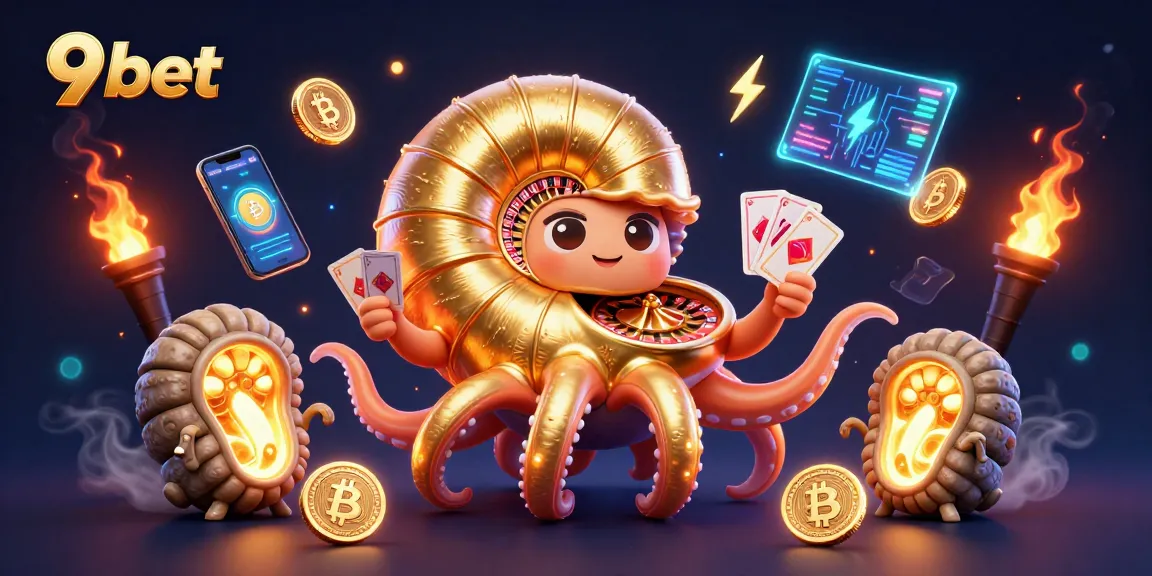 Play and win at 9bet with vibrant casino games featuring a golden nautilus roulette wheel.