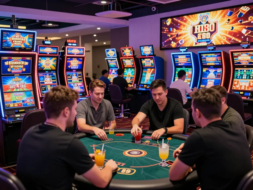 Exciting gaming activities at VN88 online casino with vibrant atmosphere and players engaged in various games.