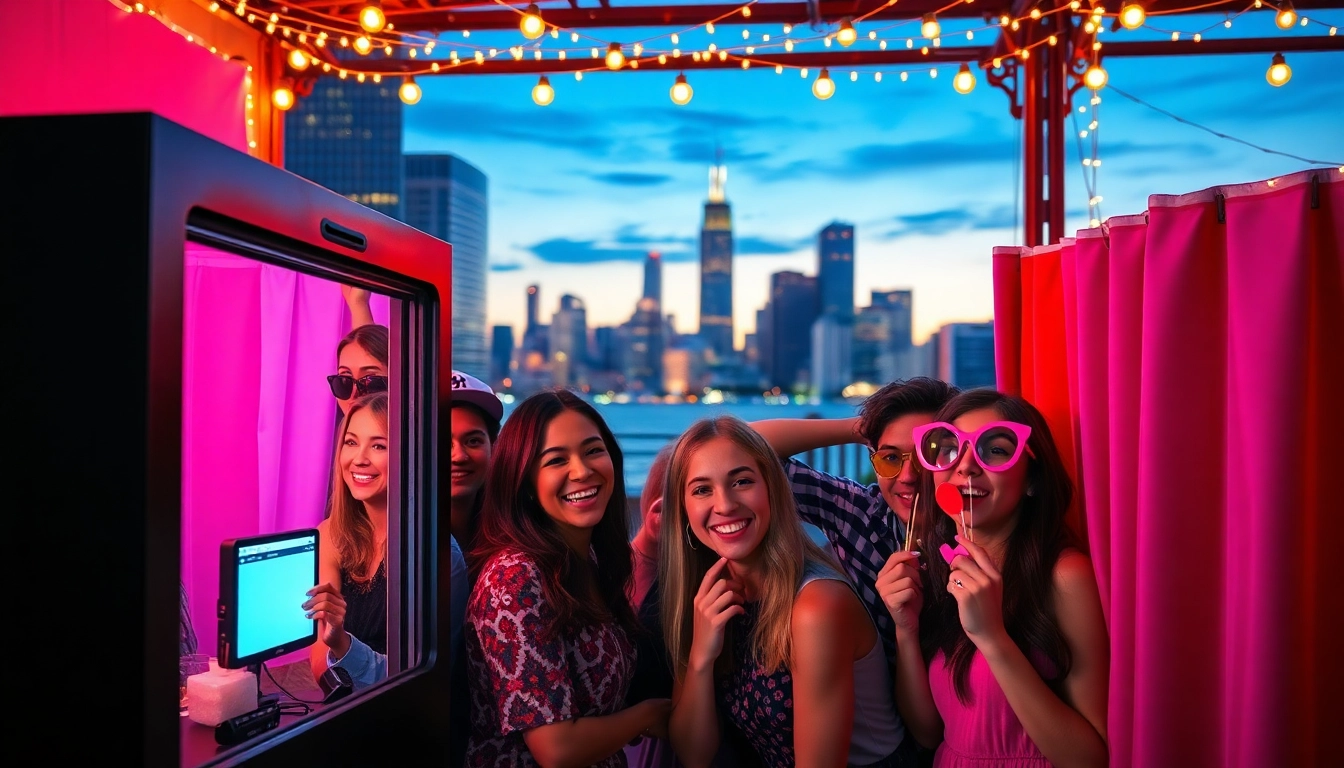 Engaging photo booth rental chicago experience at a lively event with guests enjoying themselves.