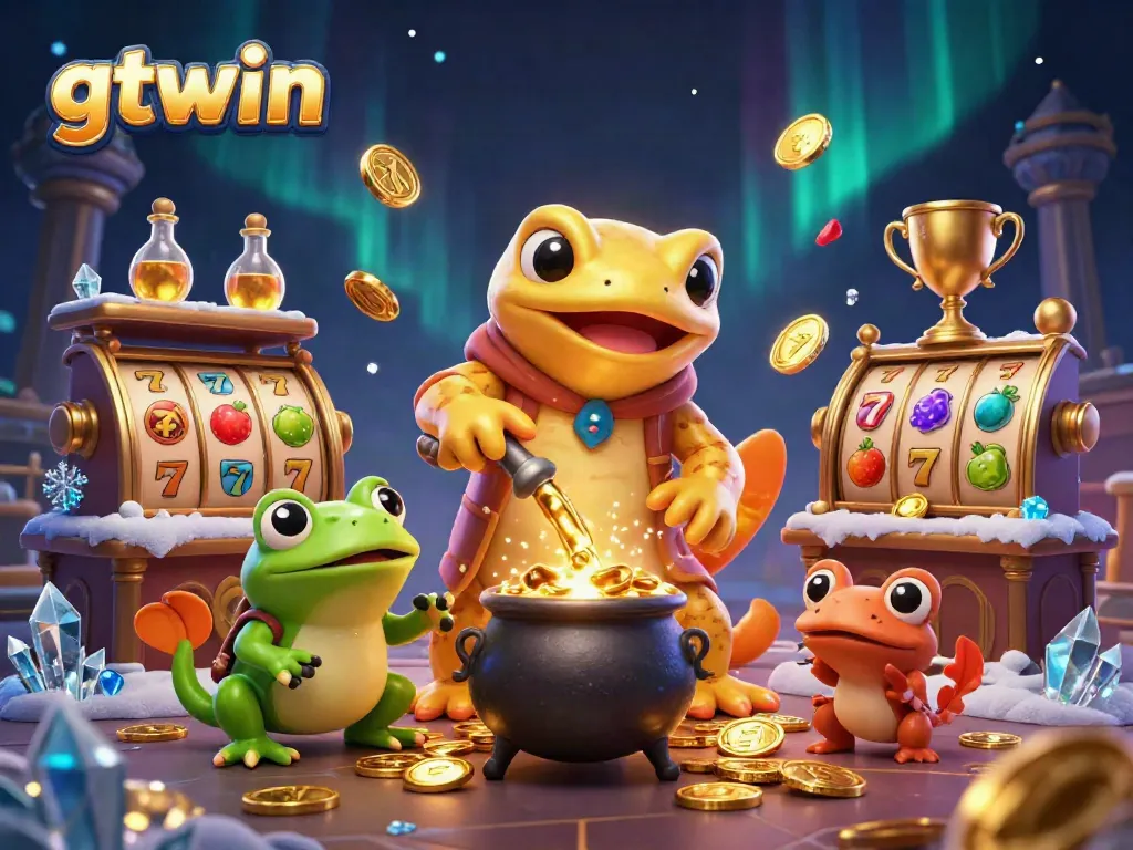 Experience the excitement of gtwin casino with a golden salamander alchemist and vibrant slot reels.