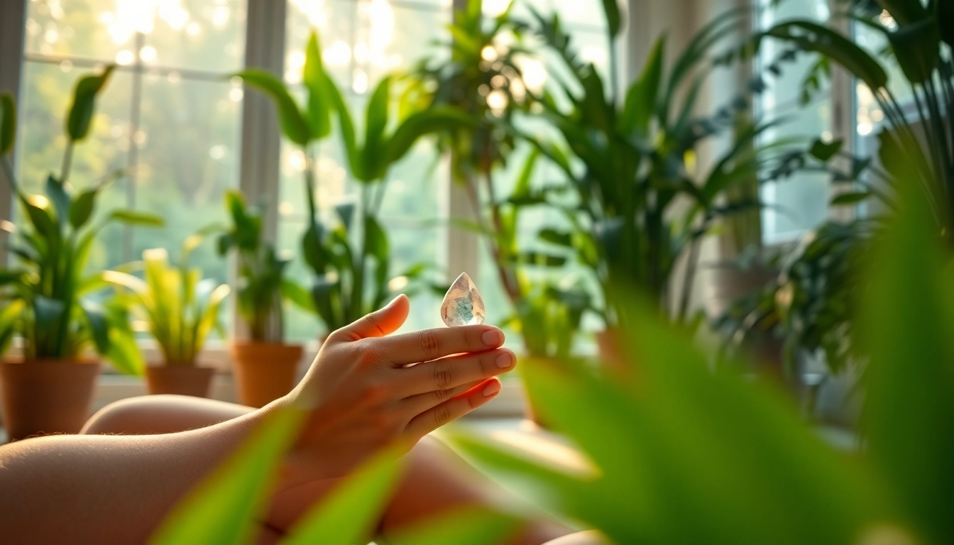 Meditating individual surrounded by plants reflects calmness amid stress and anxiety.