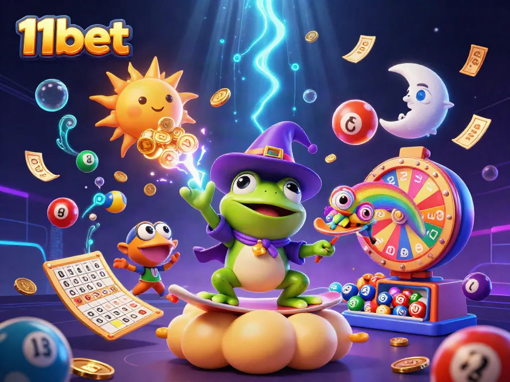 Experience the excitement of 11bet with a vibrant casino scene featuring dynamic characters and engaging gaming elements.
