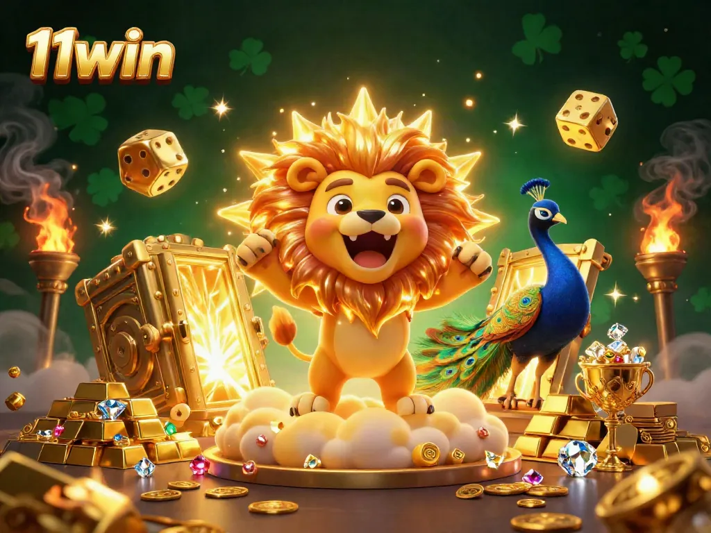 Experience exhilarating wins with 11win in this vibrant casino-themed 3D illustration.